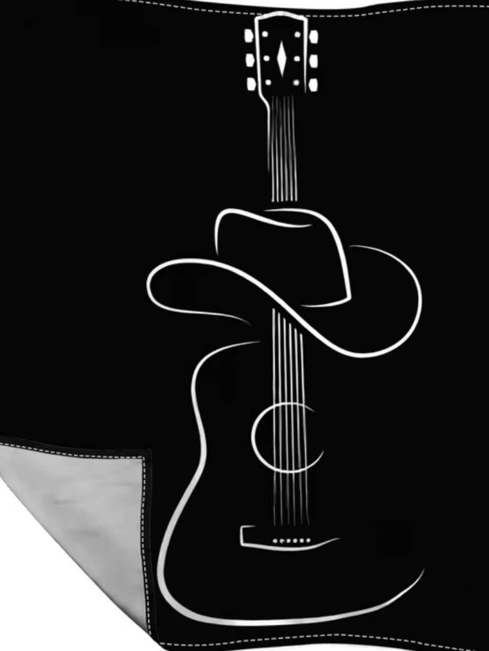 Black & White Guitar Print Lightweight Scarf